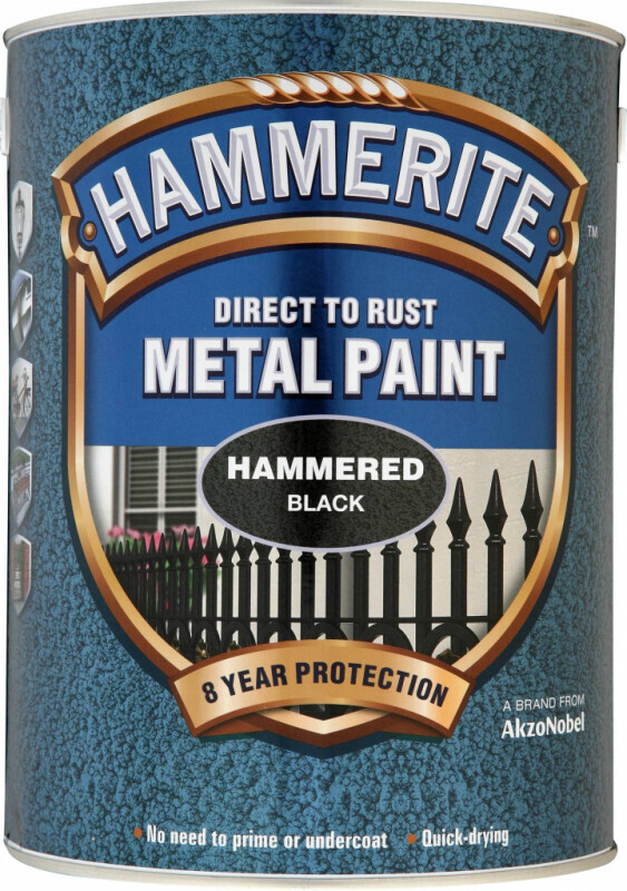 Hammerite 5L Hammered Black Direct To Metal Paint