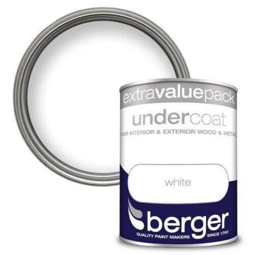 Berger Undercoat 1.25L White Basecoat Paint Interior Exterior Wood Metal DIY