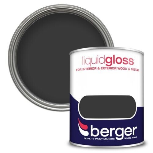 Berger 750ml Black Liquid Gloss Interior Exterior Paint Wood & Metal DIY Decor