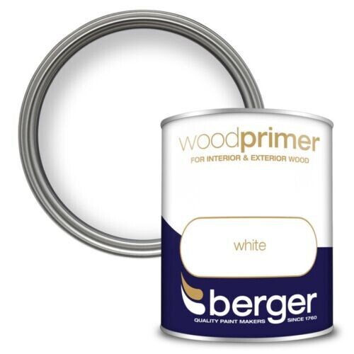 Berger 750ml White Wood Primer Paint Interior Exterior Durable Quality DIY