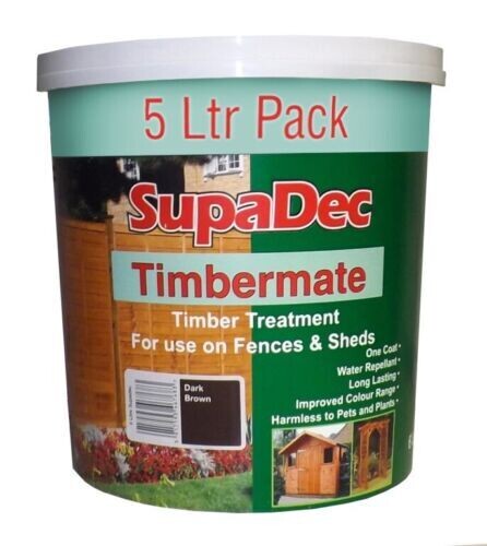 SupaDec 5L Dark Oak Brown Fence Paint One Coat Shed Sawn Timber Treatment