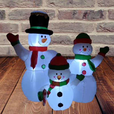 1.5m Inflatable Snowman Family Christmas Warm White LED