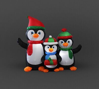 Inflatable Penguin Family Decoration 5ft 12 LED Lights
