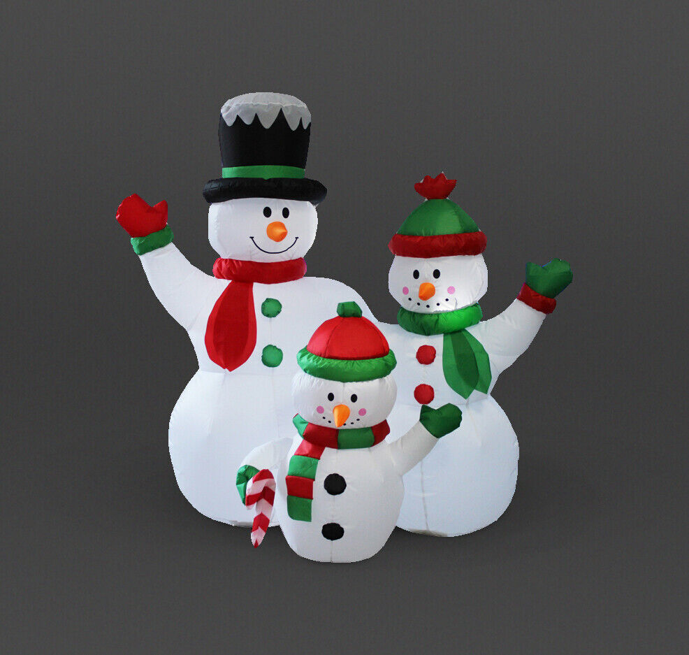 1.5m Inflatable Snowman Family Christmas Warm White LED