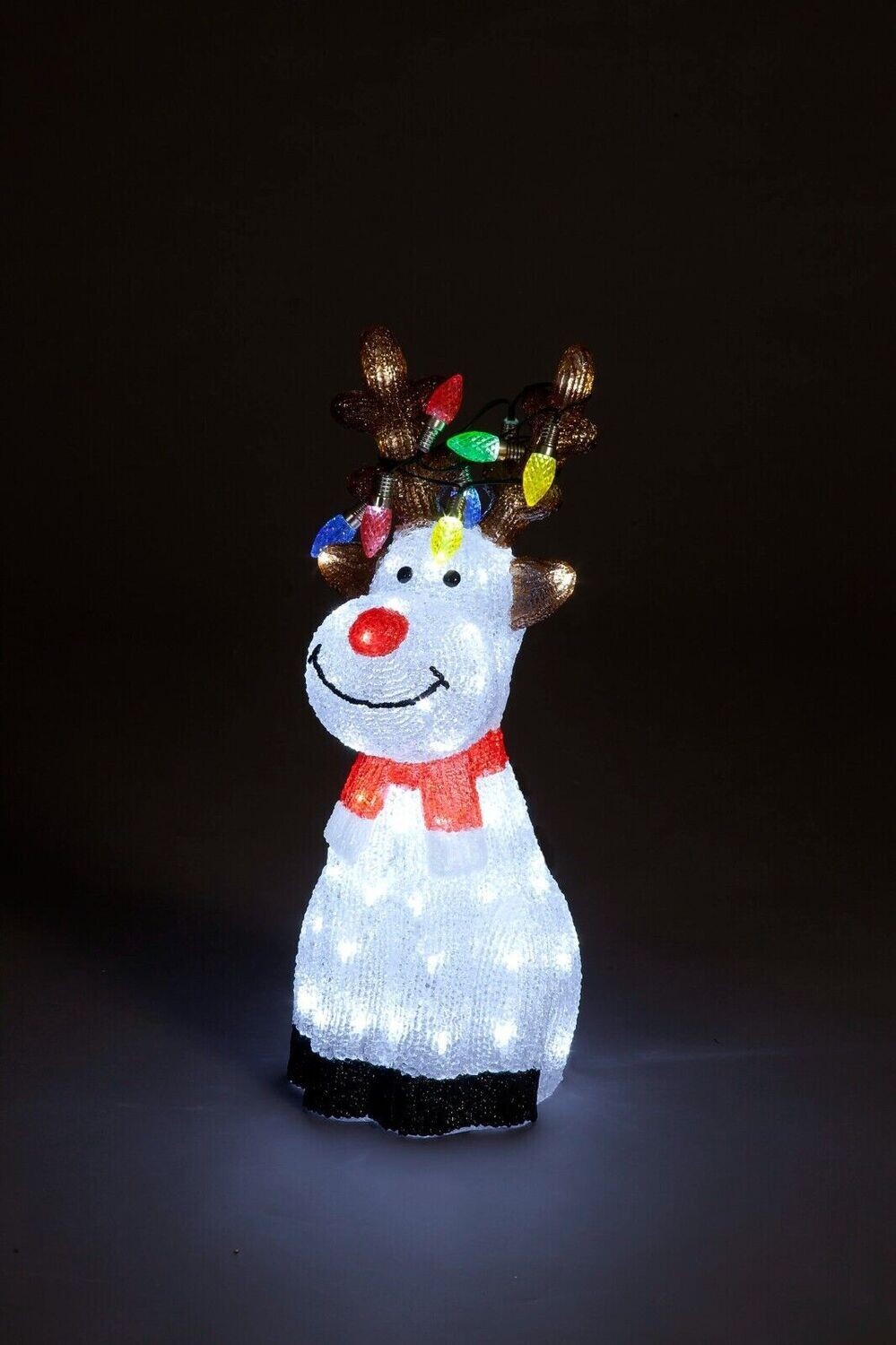 50cm Acrylic Sitting Reindeer Christmas Decoration Multi Col