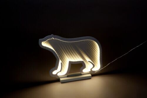 Snowtime 40cm Infinity Ice White Polar Bear Wooden Base