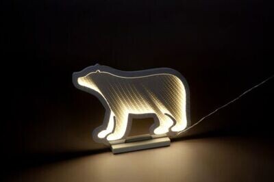 Snowtime 40cm Infinity Ice White Polar Bear Wooden Base