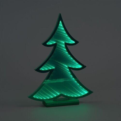 Snowtime 40cm Green LED Standing Tree Wooden Base