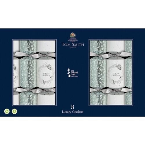 Tom Smith 8 x 14" Christmas Crackers White Silver