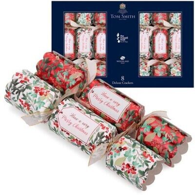 Tom Smith 8 x 14" Christmas Crackers Red White Berry