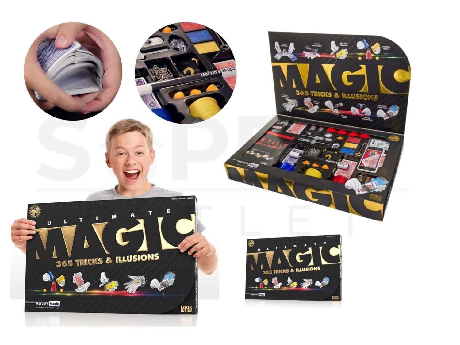 Marvin's Ultimate 365 Magic Tricks & Illusions Cards Box - Supply