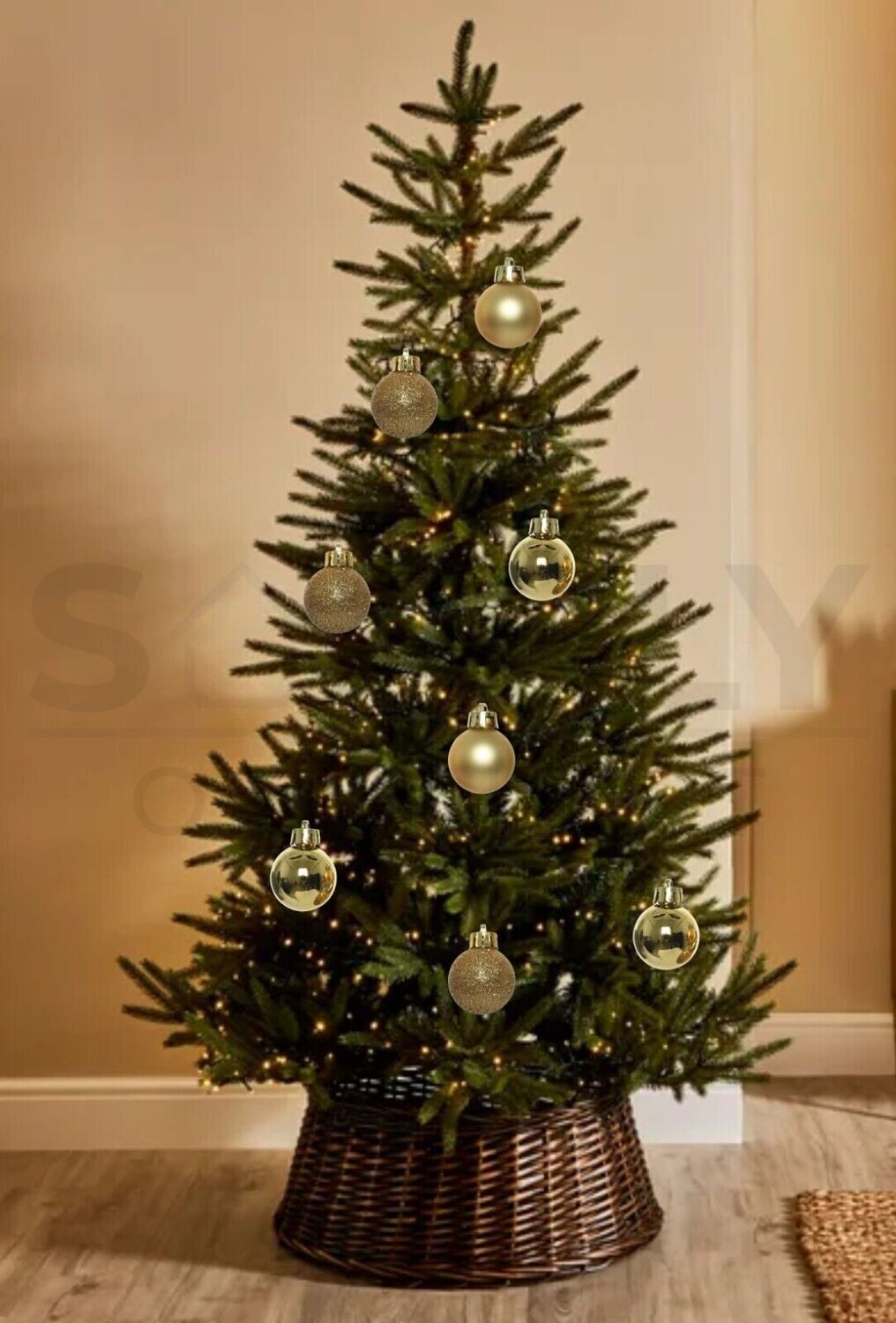Kaemingk 10 Pack Christmas Tree Baubles 60mm Light Gold