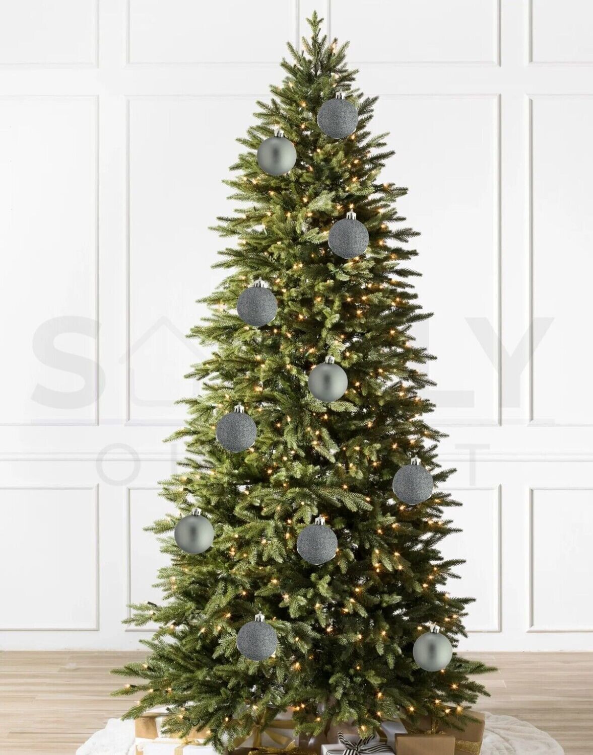 Davies Products 10 Pack Christmas Tree Baubles 6cm Graphite