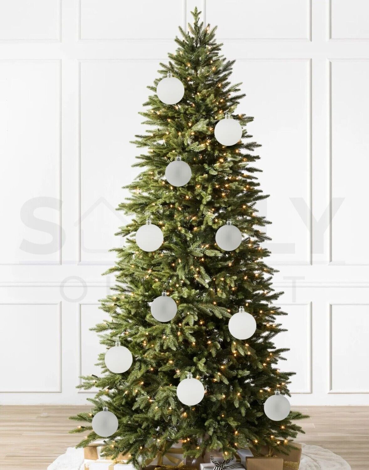 Davies Products 10 Pack Christmas Tree Baubles 6cm White