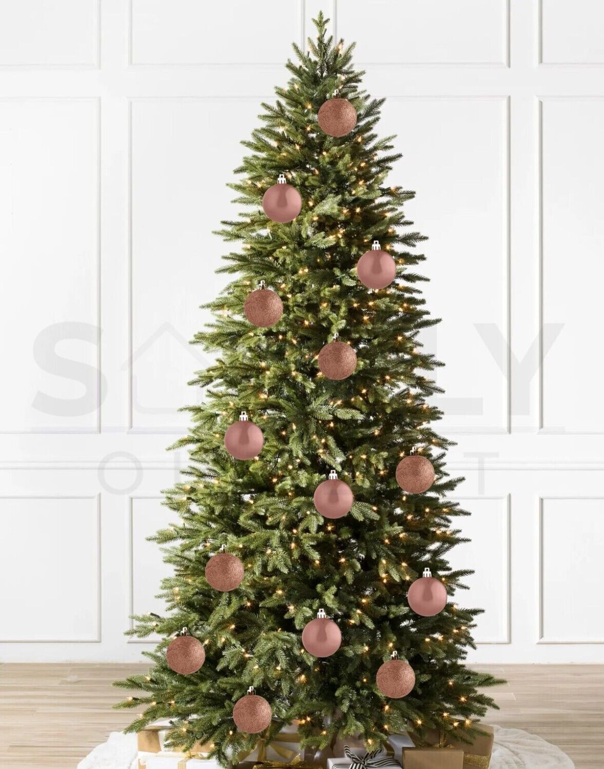 Davies Products 10 Pack Christmas Tree Baubles 6cm Rose Gold