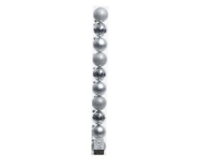 Kaemingk 10 Pack Christmas Tree Baubles 60mm Silver Mix
