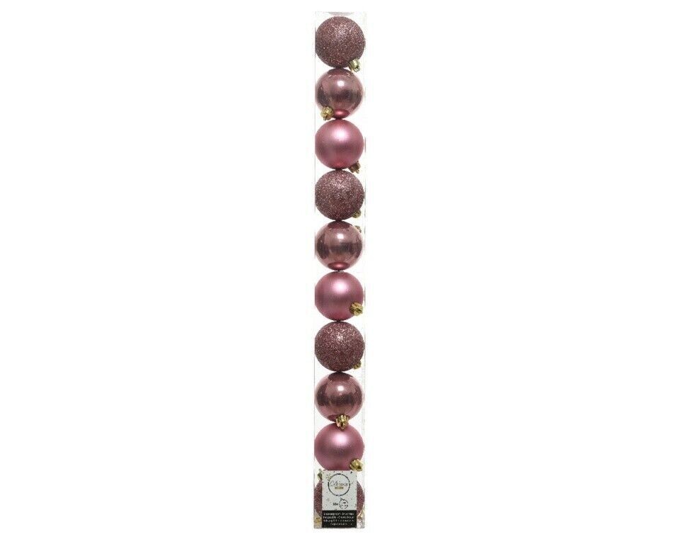 Kaemingk 10 Pack Christmas Tree Baubles 60mm Pink Mix