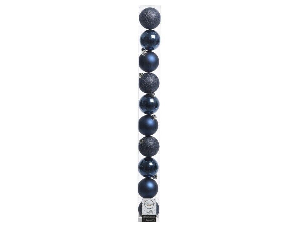Kaemingk 10 Pack Christmas Tree Baubles 60mm Night Blue Mix