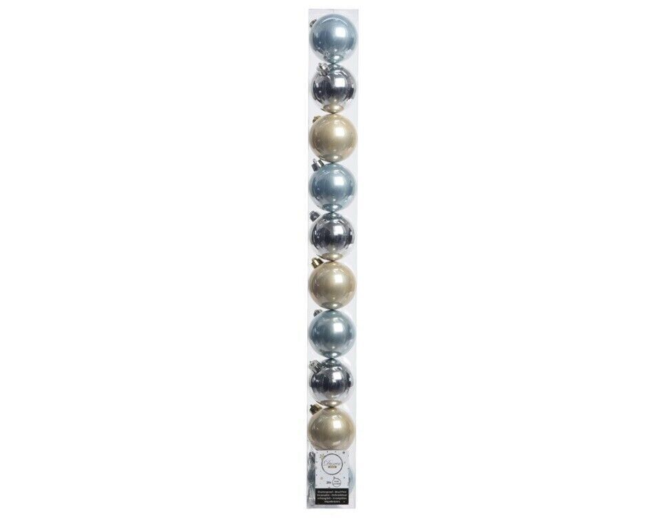 Kaemingk 10 Pack Christmas Tree Baubles 6cm Silver Champagne Mix