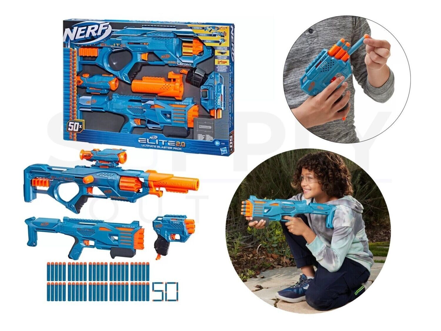 Nerf Elite Ultimate Blaster 3 Pack & 50 Darts - Supply Outlet