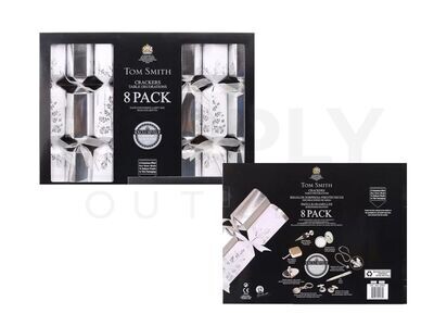 Tom Smith 8 Pack Crackers Silver Plated Gifts Silver & White