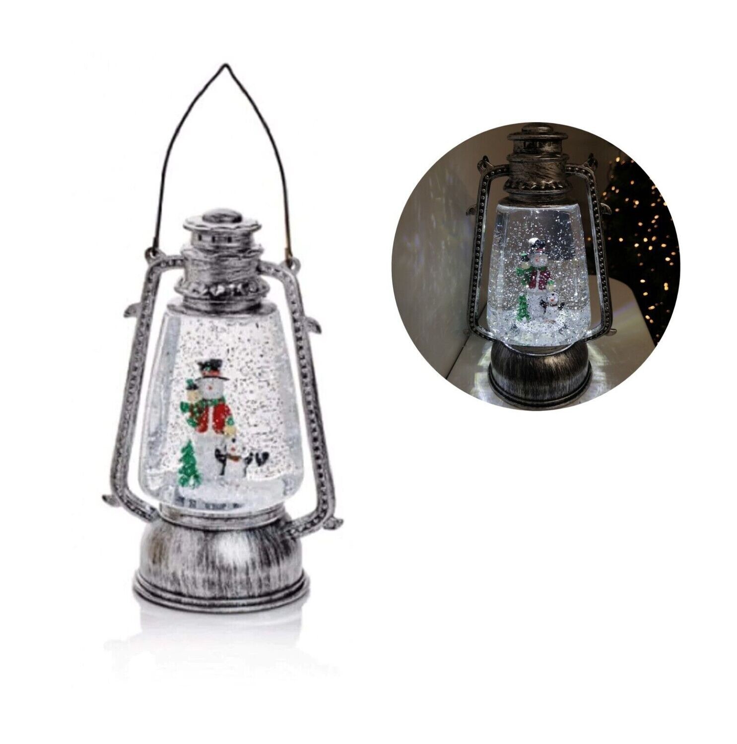 Premier Hurricane LED Lantern Snowman  24cm