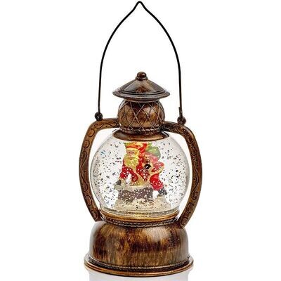 Premier 20cm Hurricane Lantern Santa Warm White