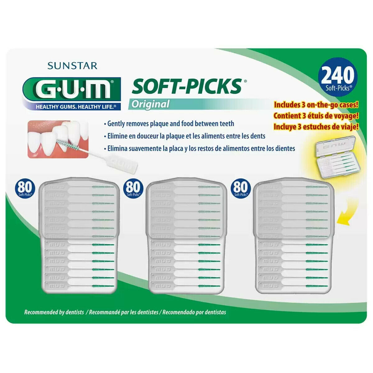 G.U.M 240 Soft Tooth Picks & Cleaning Kit Case