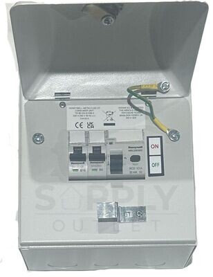 Honeywell 4-Way MK Sentry Fully Populated Metal Consumer Unit White Garden Shed Outhouse Electric Fuse Box