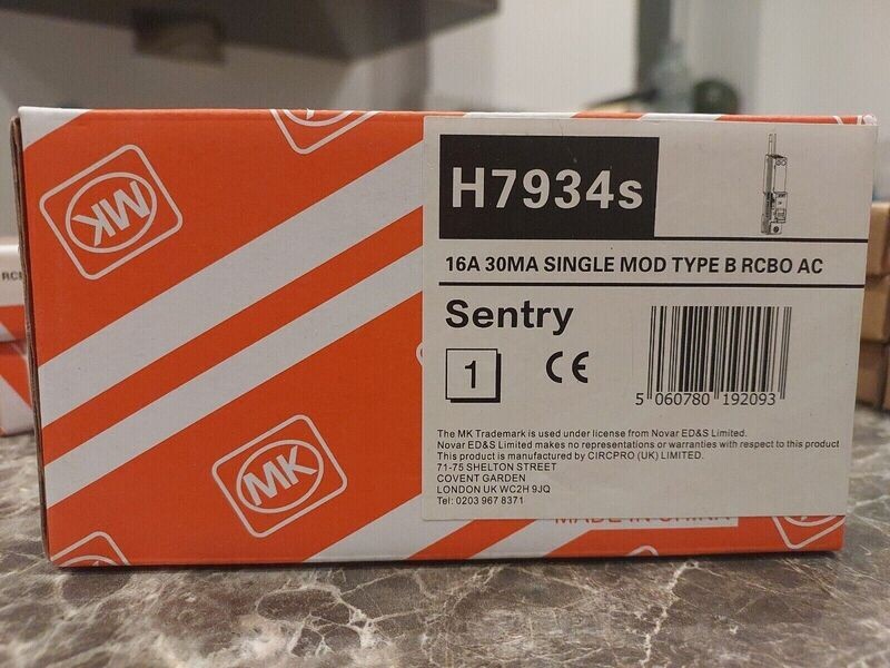 MK SENTRY 16A RCBO H7934s TYPE B AC 16A 30MA SINGLE MODULE 16 AMP 7934s