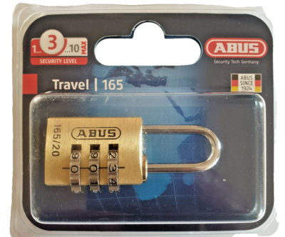 ABUS Mechanical Brass Carded 3 Digit Security Combination Shed Padlock (165/20)