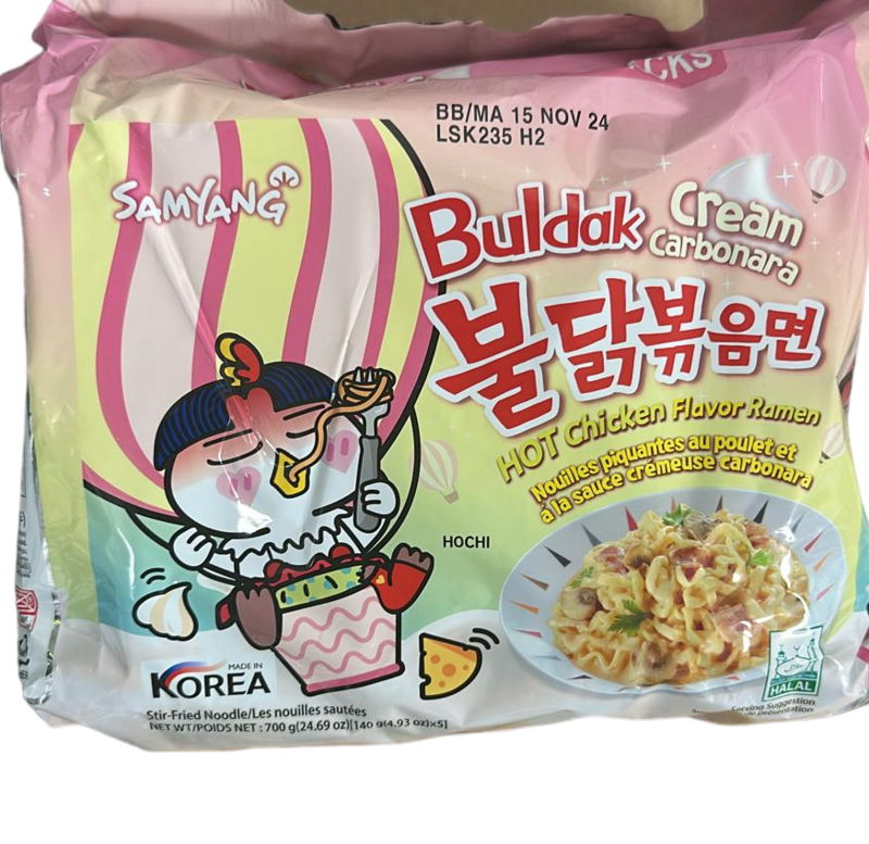 5 x 140g Halaal Samyang Buldak Cream Carbonara Hot Chicken Flavor Ramen 5 Packs