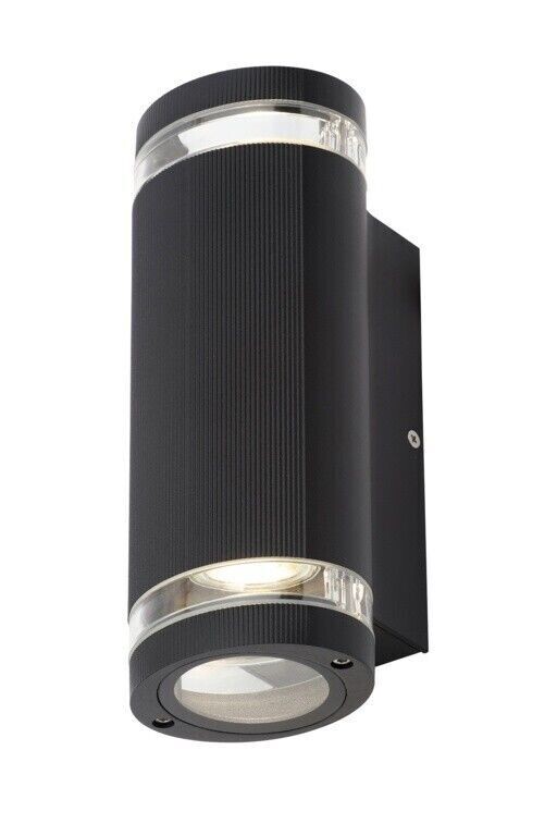 Zinc Helix 2 LED Aluminium GU10 Up Down Led Wall Light 35w Black Contemporary Home