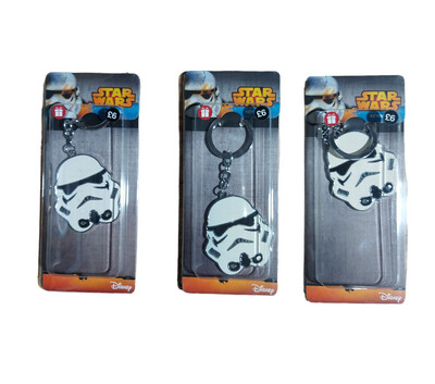 3 x Star Wars Disney Storm Trooper Metal Keyring Keychain Key Chain Safety