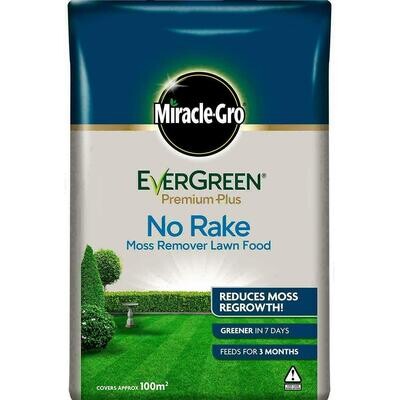 Miracle-Gro EverGreen Premium Plus No Rake Moss Remover Lawn Food, 10kg - 100m2