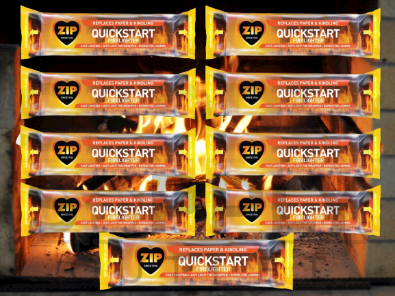 9 x Zip Quickstart Firelighters Single Camping Stove Camp Coals Burns 45Min 150g Box Bbq Garden Party