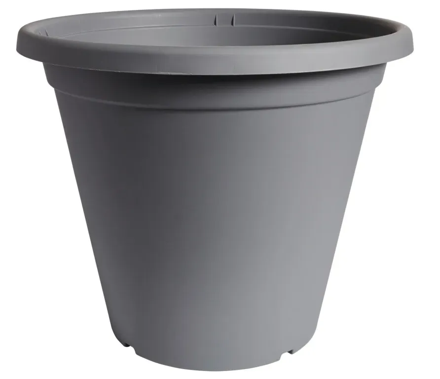 Charcoal Grey Clever Pots40cm Round Plant Pot Garden Weather Resistant  32.2cm Height x 40.1cm Width x 40.1cm Length 30% recycled plastic and recyclable