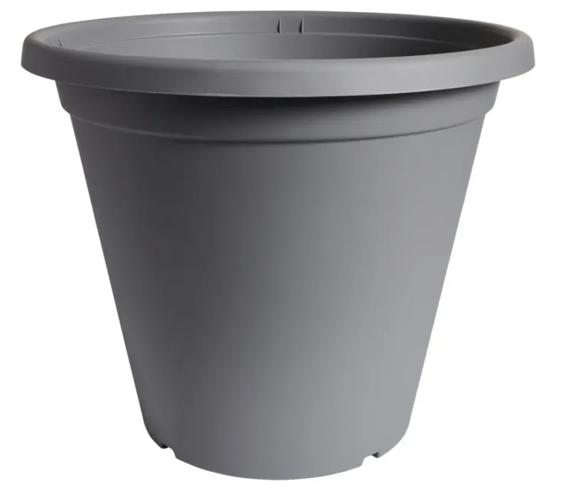 Charcoal Grey Clever Pots40cm Round Plant Pot Garden Weather Resistant  32.2cm Height x 40.1cm Width x 40.1cm Length 30% recycled plastic and recyclable