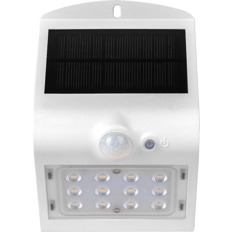 Luceco White Case Solar Wall Light & PIR Sensor 220 lumens 1.5w Led - IP65 Indoor Outdoor Energy Saving Lights