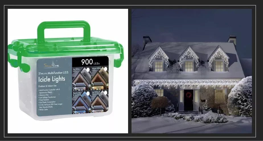 Christmas 600 ice white LED Icicle Multi Function Lights. Outdoor Use, In Tub! xmas Treelights Home Gift