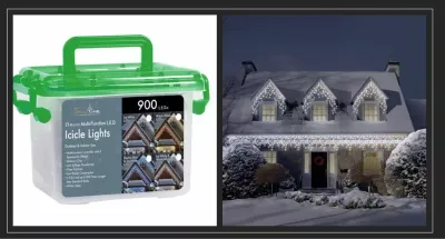 Christmas 600 ice white LED Icicle Multi Function Lights. Outdoor Use, In Tub! xmas Treelights Home Gift