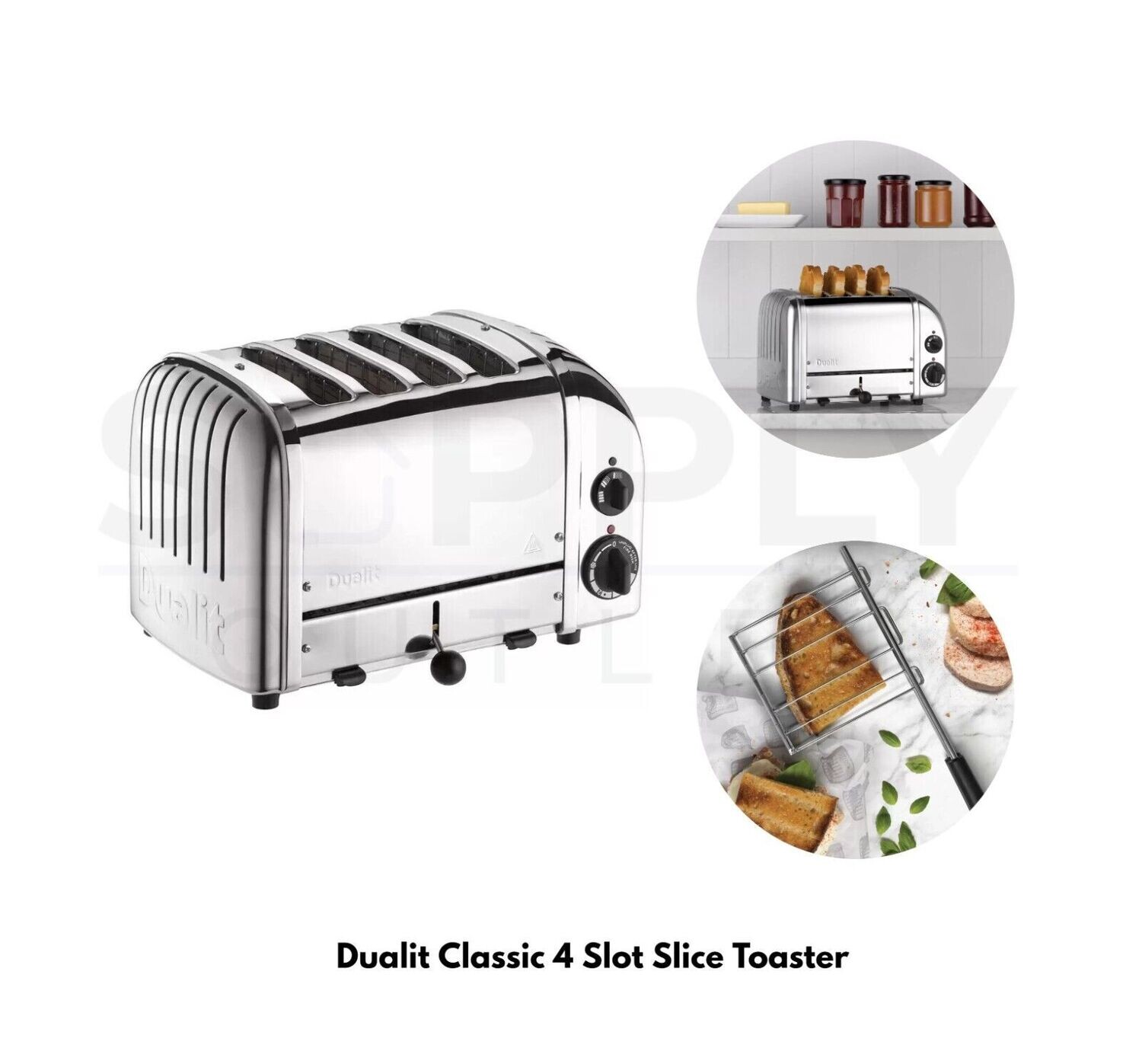 Dualit 4 Slot Toaster With Stainless Steel Sandwich Cage