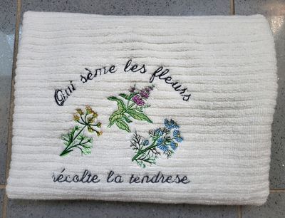 Tapis de salle de bain/Douche Brodé Fleurs