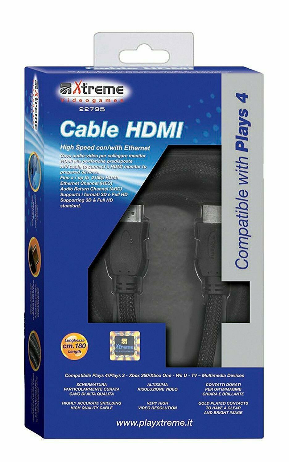 Cavo HDMI HD/FULL HD/3D PS4 (compatibile anche con PS3/XBOX 360/ONE Wii U)