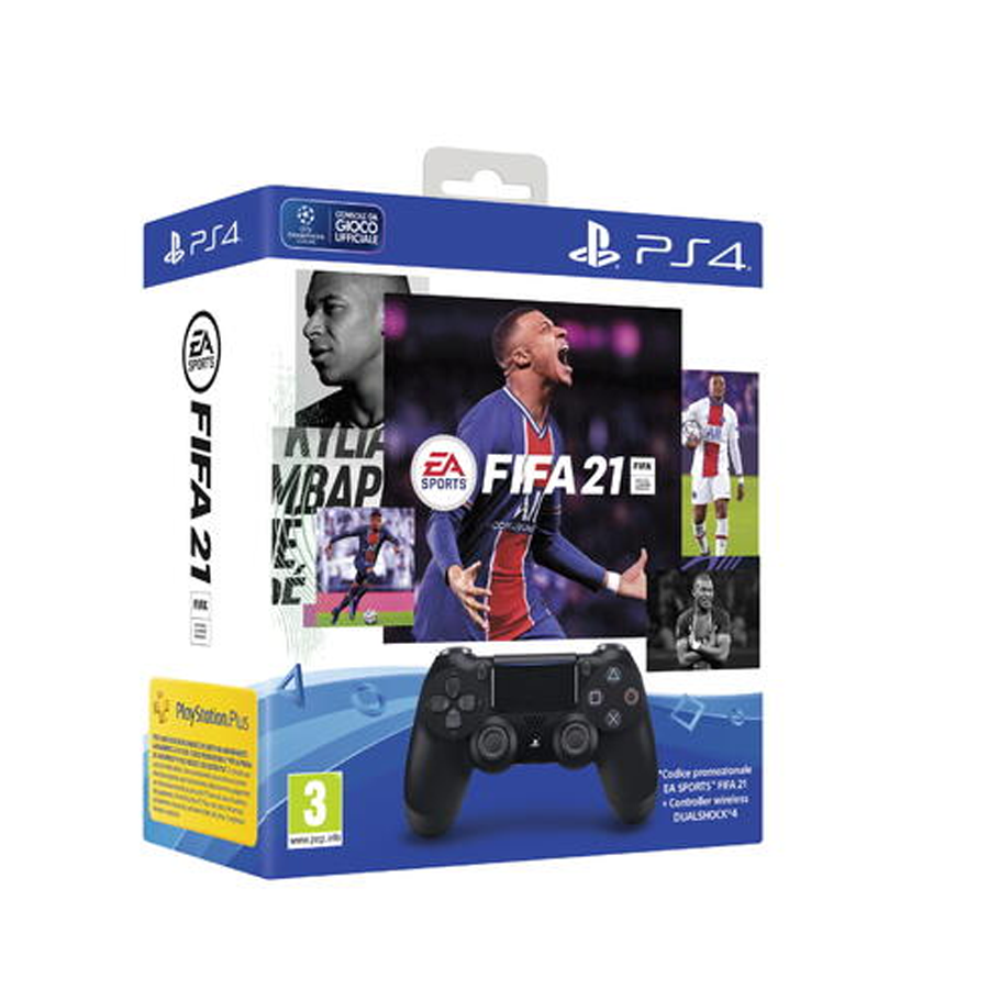 DUALSHOCK 4  WIRELESS CONTROLLER  JET BLACK + FIFA 21 VCH + FUT 21 VCH