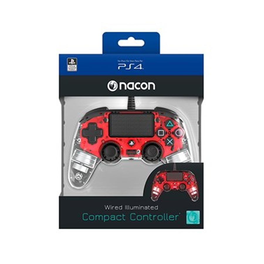 Nacon Pad Ps4 Wired Red Luminoso