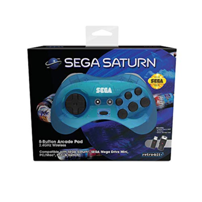 Retro Bit Sega Saturn  8-Button Arcade Pad Blue