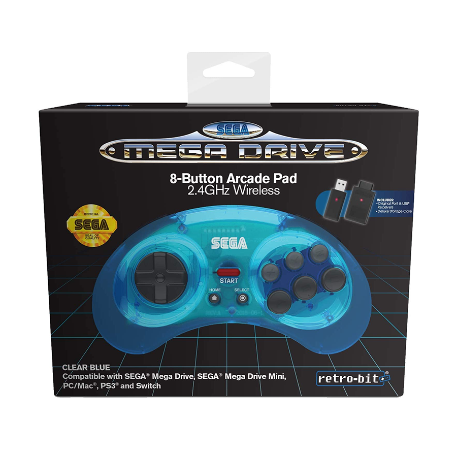 Retro Bit Sega Mega Drive 8-Button Arcade Pad Blue