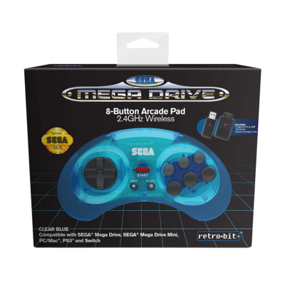 Retro Bit Sega Mega Drive 8-Button Arcade Pad Blue