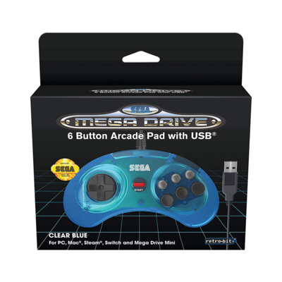 Retro Bit Sega Mega Drive 8-Button Arcade Pad  BLUE  USB